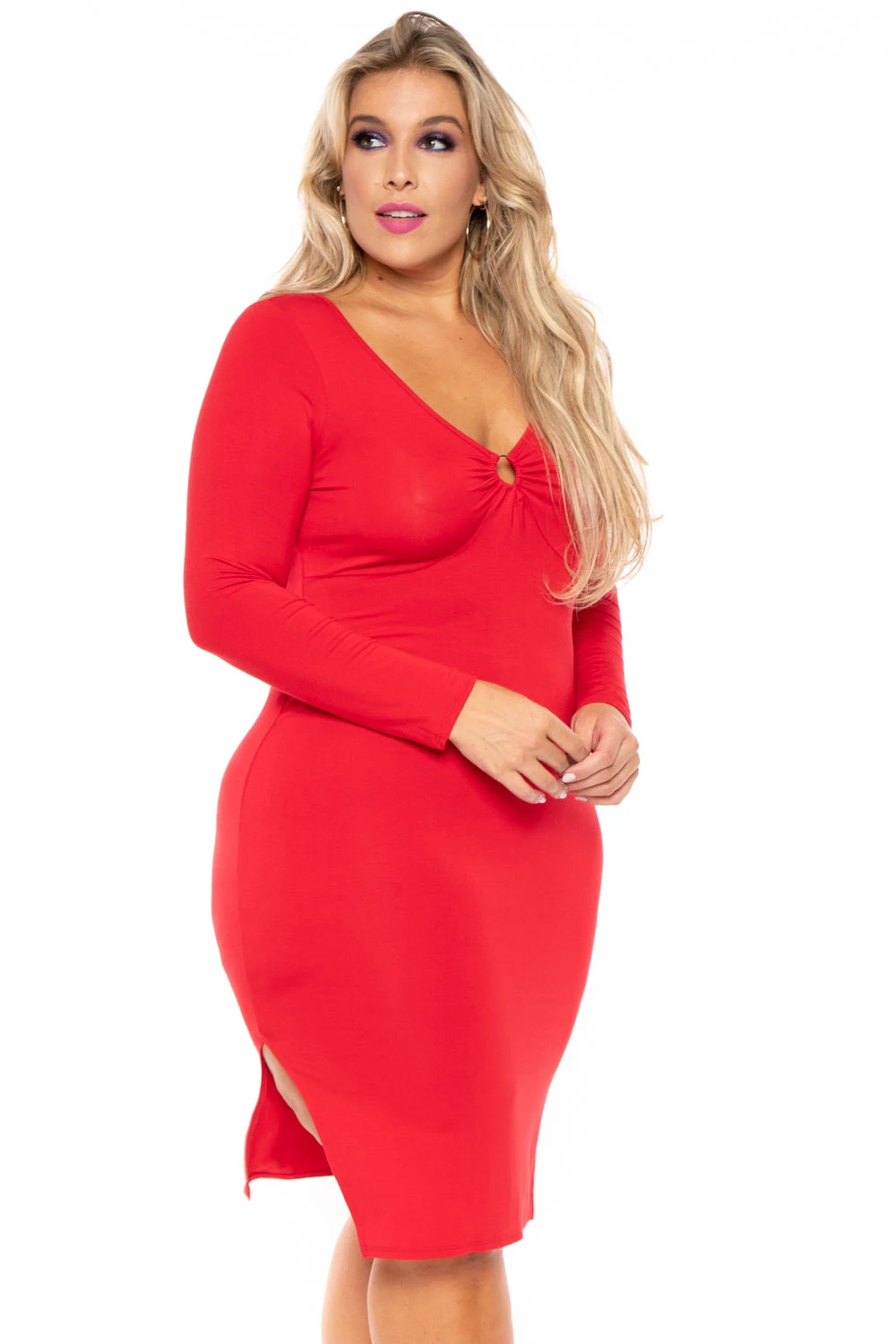 Plus Size Niela Midi Dress - Red Plus Size Niela Midi Dress - Red -Kitchensuppliesdeal curvy sense dresses plus size niela midi dress red 30232788500577