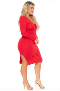 Plus Size Niela Midi Dress - Red 4 Plus Size Niela Midi Dress - Red -Kitchensuppliesdeal curvy sense dresses plus size niela midi dress red 30232819138657