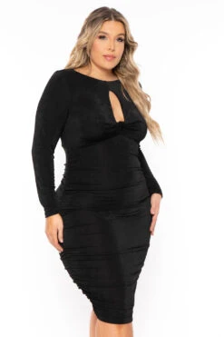 Plus Size Nilani Twist Front Midi Dress - Black -Kitchensuppliesdeal curvy sense dresses plus size nilani twist front midi dress black 30966473162849