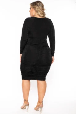 Plus Size Nilani Twist Front Midi Dress - Black -Kitchensuppliesdeal curvy sense dresses plus size nilani twist front midi dress black 30966473818209