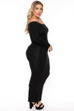 Plus Size Off The Shoulder Maxi Dress - Black -Kitchensuppliesdeal curvy sense dresses plus size off the shoulder maxi dress black 30598771146849
