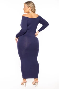 Plus Size Off The Shoulder Maxi Dress - Navy -Kitchensuppliesdeal curvy sense dresses plus size off the shoulder maxi dress navy 30103317643361