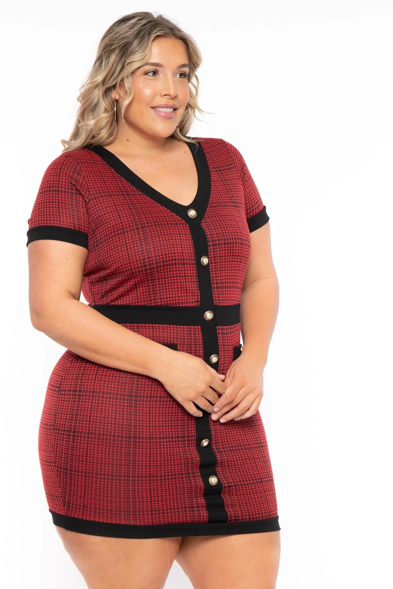Plus Size Penelope Plaid Dress- Red Plus Size Penelope Plaid Dress- Red -Kitchensuppliesdeal curvy sense dresses plus size penelope plaid dress red 31638874685537