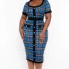 Plus Size Penelope Plaid Midi Dress- Blue -Kitchensuppliesdeal curvy sense dresses plus size penelope plaid midi dress blue 31729005133921