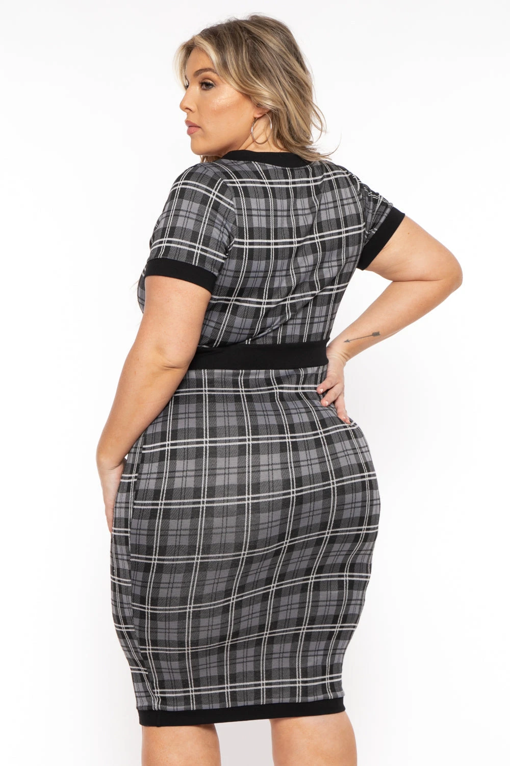 Plus Size Penelope Plaid Midi Dress- Grey Plus Size Penelope Plaid Midi Dress- Grey -Kitchensuppliesdeal curvy sense dresses plus size penelope plaid midi dress grey 31791288647777