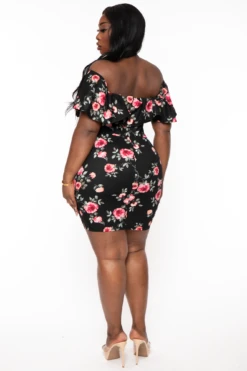 Plus Size Reevabel Frill Bodycon Dress- Black 5 Plus Size Reevabel Frill Bodycon Dress- Black -Kitchensuppliesdeal curvy sense dresses plus size reevabel frill bodycon dress black 32213027553377