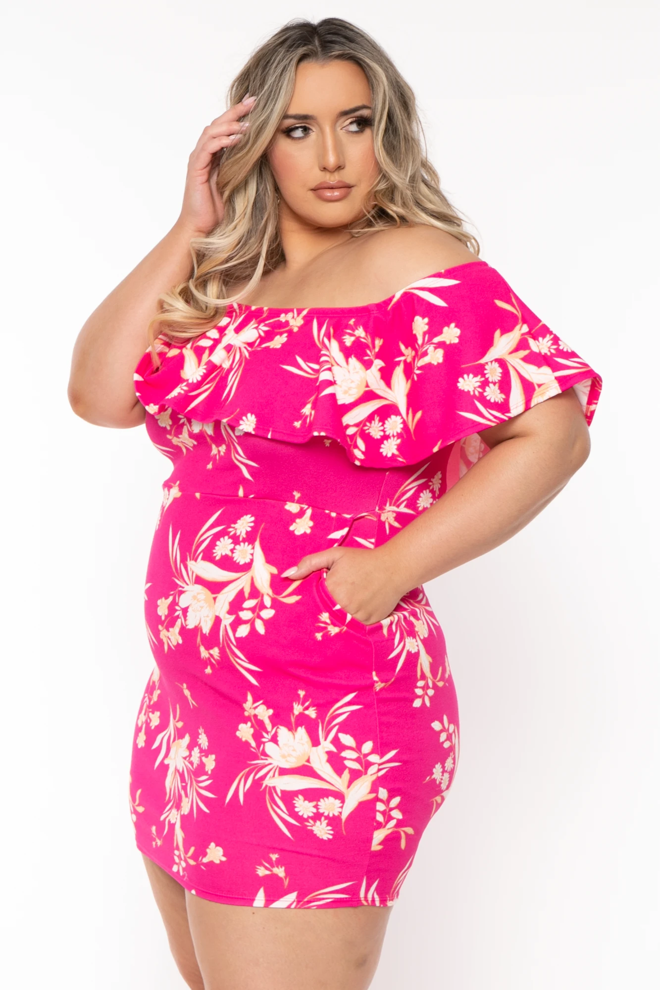 Plus Size Reevabel Frill Bodycon Dress- Pink Plus Size Reevabel Frill Bodycon Dress- Pink -Kitchensuppliesdeal curvy sense dresses plus size reevabel frill bodycon dress pink 32075720392801