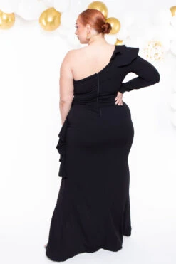 Plus Size Riku Asymmetric Ruffle Gown - Black 6 Plus Size Riku Asymmetric Ruffle Gown - Black -Kitchensuppliesdeal curvy sense dresses plus size riku asymmetric ruffle gown black 29264489185377