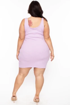 Ambiance Plus Size Roberta Rib Tank Bodycon Dress - Lavender -Kitchensuppliesdeal curvy sense dresses plus size roberta rib tank bodycon dress lavender 29262213939297