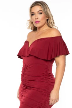 Plus Size Roni Ruched Bodycon Dress - Burgundy -Kitchensuppliesdeal curvy sense dresses plus size roni ruched bodycon dress burgundy 30598771441761