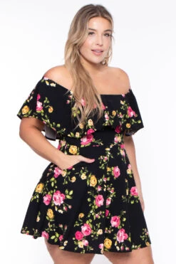 Plus Size Rosabel Floral Dress- Black -Kitchensuppliesdeal curvy sense dresses plus size rosabel floral dress black 29266059133025