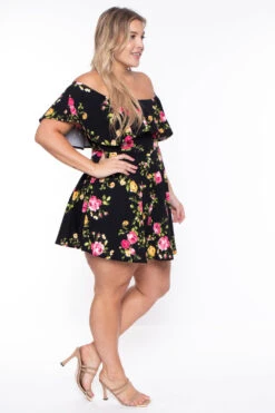Plus Size Rosabel Floral Dress- Black -Kitchensuppliesdeal curvy sense dresses plus size rosabel floral dress black 29266067980385