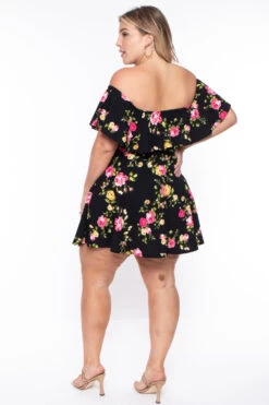 Plus Size Rosabel Floral Dress- Black -Kitchensuppliesdeal curvy sense dresses plus size rosabel floral dress black 29266068176993