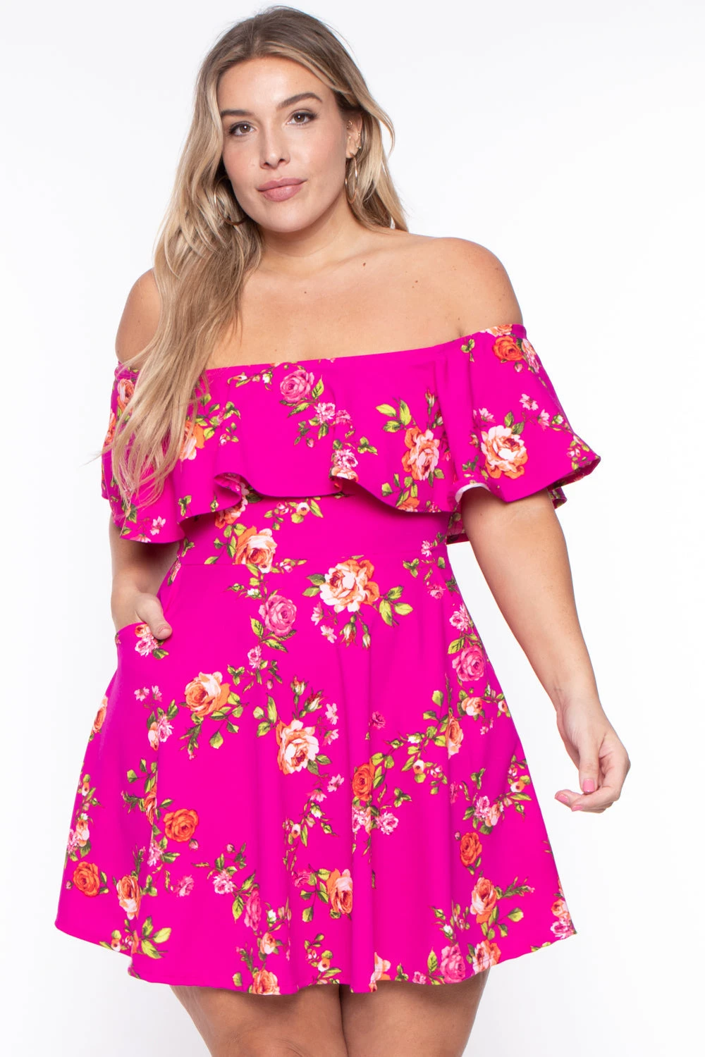 Plus Size Rosabel Floral Dress- Fuchsia Plus Size Rosabel Floral Dress- Fuchsia -Kitchensuppliesdeal curvy sense dresses plus size rosabel floral dress fuchsia 29258675617889