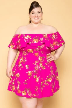 Plus Size Rosabel Floral Dress- Fuchsia 10 Plus Size Rosabel Floral Dress- Fuchsia -Kitchensuppliesdeal curvy sense dresses plus size rosabel floral dress fuchsia 29702885736545