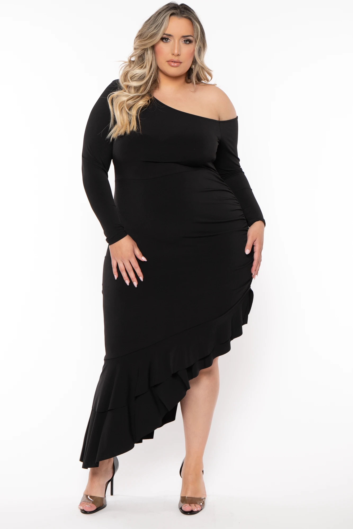 Plus Size Rosena Cascade Ruffle Dress - Black Plus Size Rosena Cascade Ruffle Dress - Black -Kitchensuppliesdeal curvy sense dresses plus size rosena cascade ruffle dress black 32126825857121