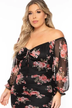Plus Size Rosie Garden Mesh Bodycon Dress - Black -Kitchensuppliesdeal curvy sense dresses plus size rosie garden mesh bodycon dress black 31041240858721