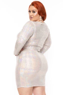 Plus Size Roxana Sequins Dress- Silver -Kitchensuppliesdeal curvy sense dresses plus size roxana sequins dress silver 30513667768417