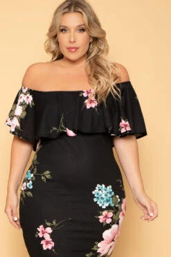 Plus Size Saia Floral Bodycon Dress - Black 3 Plus Size Saia Floral Bodycon Dress - Black -Kitchensuppliesdeal curvy sense dresses plus size saia floral bodycon dress black 29593035800673