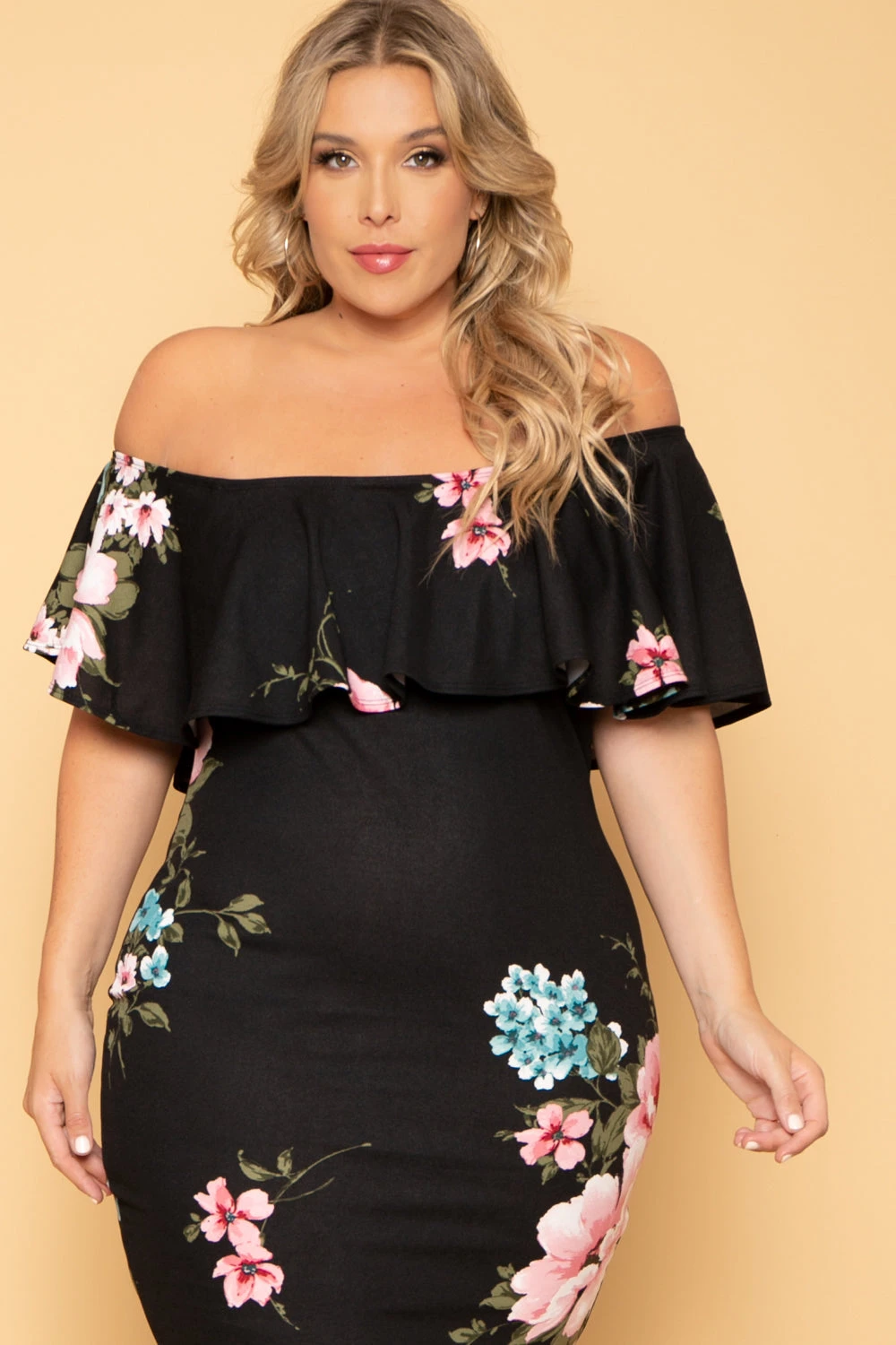 Plus Size Saia Floral Bodycon Dress - Black Plus Size Saia Floral Bodycon Dress - Black -Kitchensuppliesdeal curvy sense dresses plus size saia floral bodycon dress black 29593035800673
