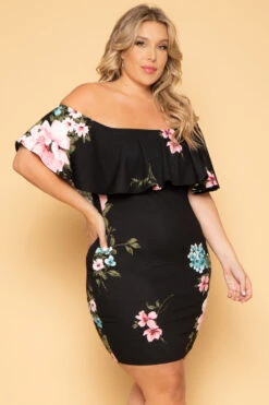 Plus Size Saia Floral Bodycon Dress - Black 5 Plus Size Saia Floral Bodycon Dress - Black -Kitchensuppliesdeal curvy sense dresses plus size saia floral bodycon dress black 29593045696609