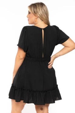 Plus Size Samara Front Tie Dress- Black -Kitchensuppliesdeal curvy sense dresses plus size samara front tie dress black 30047045910625