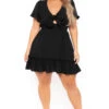 Plus Size Samara Front Tie Dress- Black -Kitchensuppliesdeal curvy sense dresses plus size samara front tie dress black 30047045976161