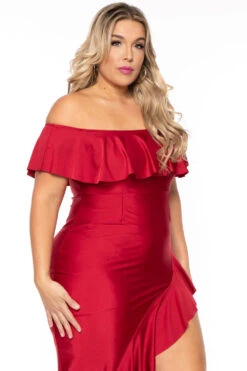 Plus Size Samba Frill Bodycon Dress - Ruby -Kitchensuppliesdeal curvy sense dresses plus size samba frill bodycon dress ruby 30548336509025