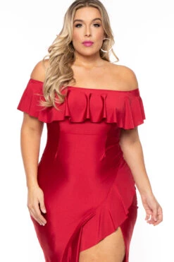 Plus Size Samba Frill Bodycon Dress - Ruby -Kitchensuppliesdeal curvy sense dresses plus size samba frill bodycon dress ruby 30548336705633