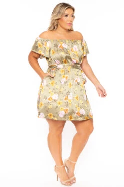 Plus Size Savannah Satin Off The Shoulder Dress - Olive 4 Plus Size Savannah Satin Off The Shoulder Dress - Olive -Kitchensuppliesdeal curvy sense dresses plus size savannah satin off the shoulder dress olive 30103590109281