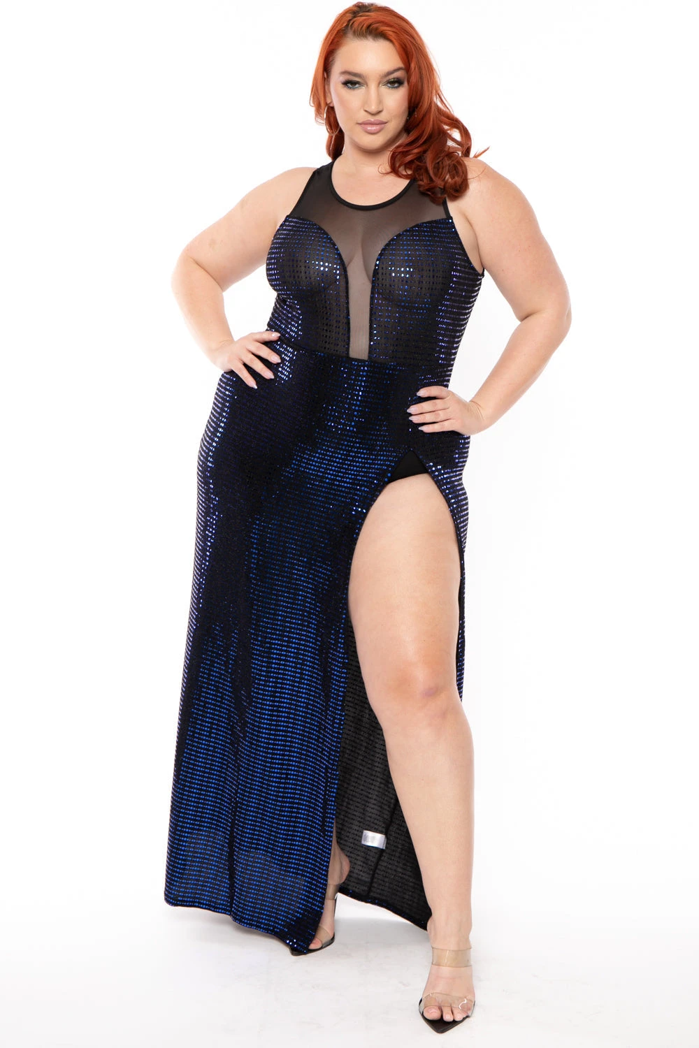 Plus Size Siren Shimmer Dress- Blue Plus Size Siren Shimmer Dress- Blue -Kitchensuppliesdeal curvy sense dresses plus size siren shimmer dress blue 30512178069601