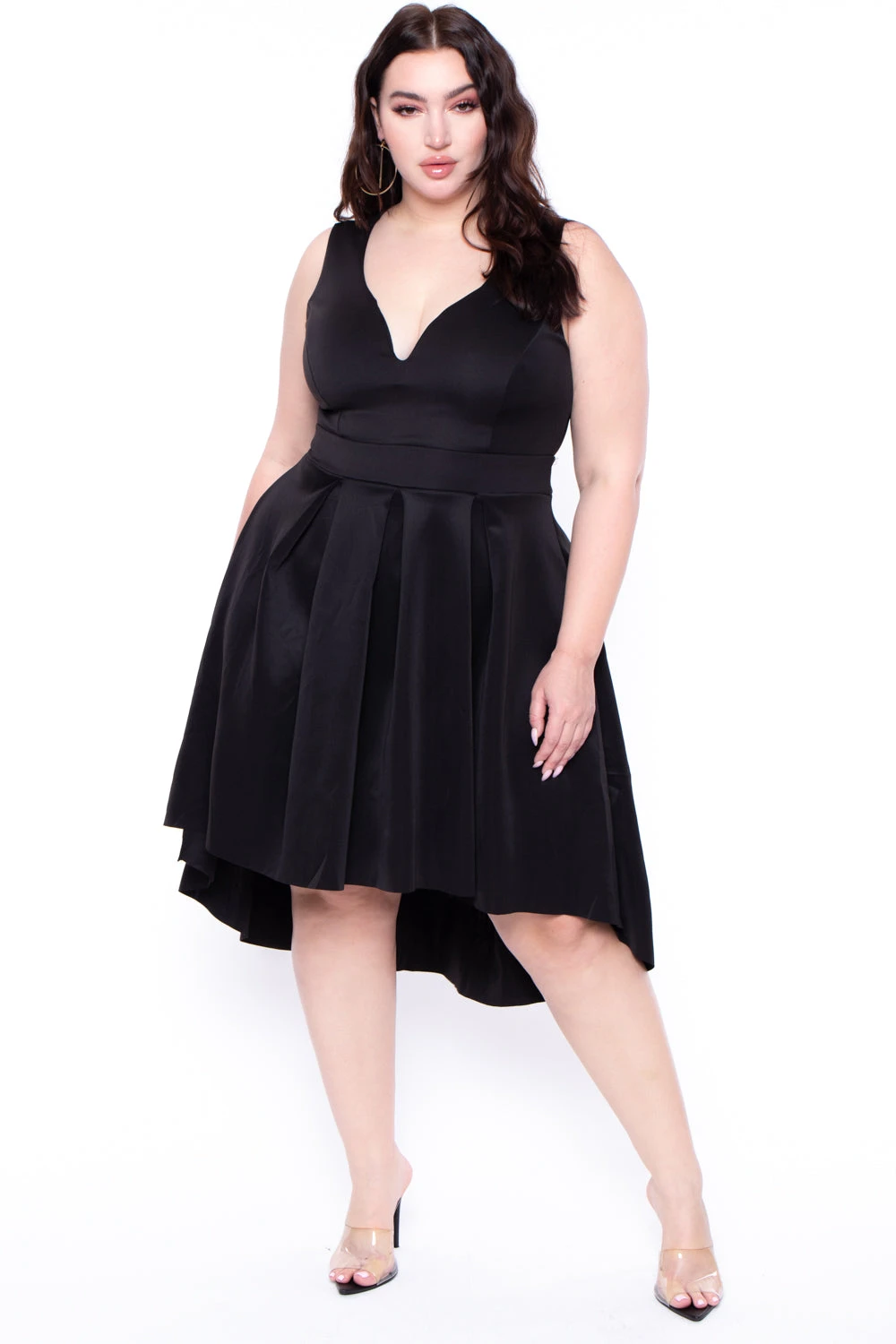 Plus Size Sleeveless Diva High-Low Dress - Black Solid Plus Size Sleeveless Diva High-Low Dress - Black -Kitchensuppliesdeal curvy sense dresses plus size sleeveless diva high low dress black 29266827870305