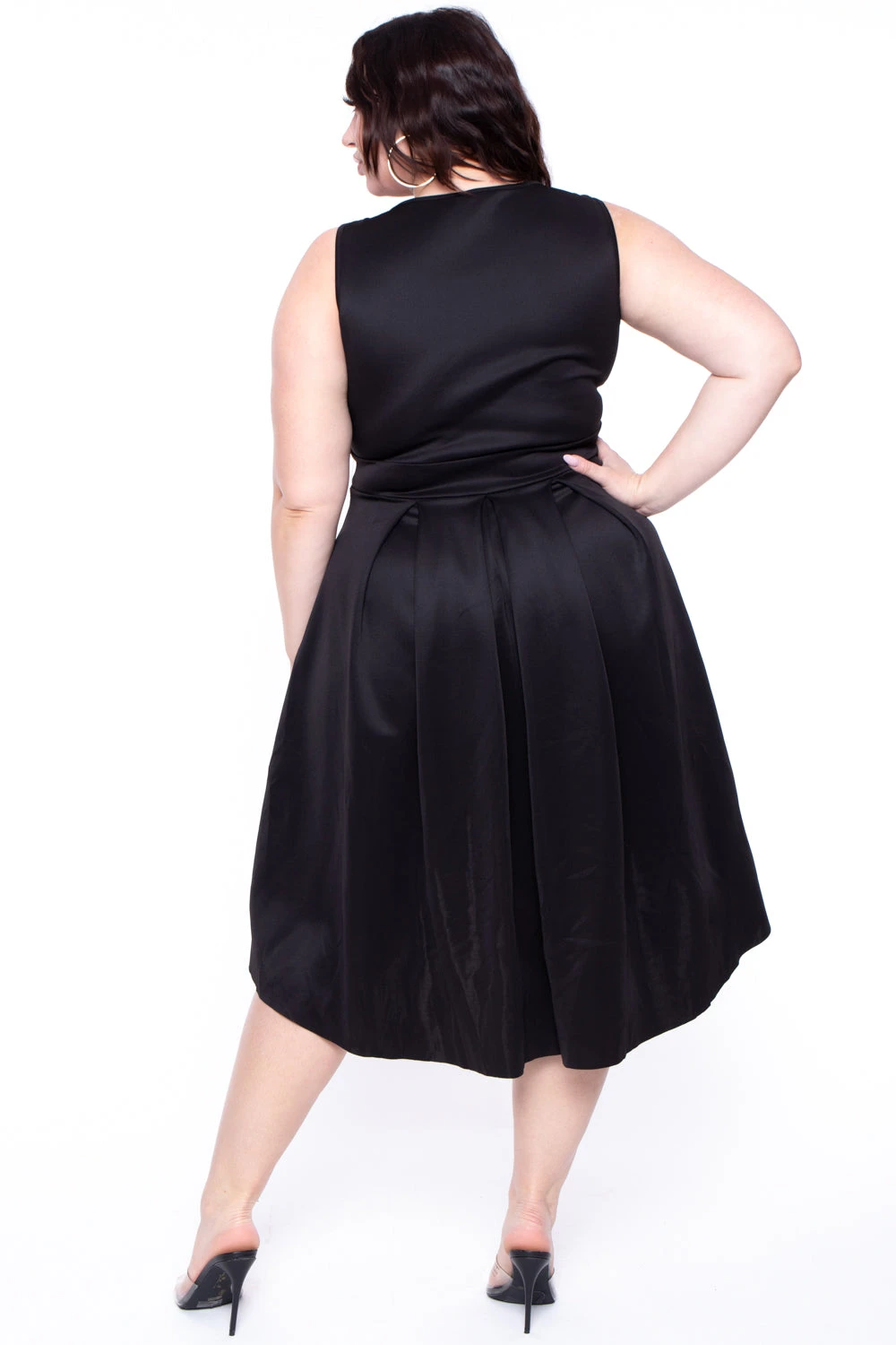 Plus Size Sleeveless Diva High-Low Dress - Black Solid Plus Size Sleeveless Diva High-Low Dress - Black -Kitchensuppliesdeal curvy sense dresses plus size sleeveless diva high low dress black 29266839011425