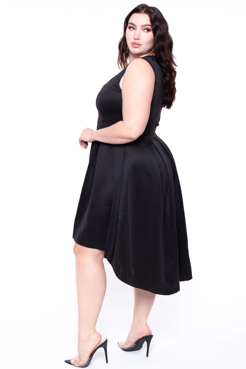 Plus Size Sleeveless Diva High-Low Dress - Black Solid Plus Size Sleeveless Diva High-Low Dress - Black -Kitchensuppliesdeal curvy sense dresses plus size sleeveless diva high low dress black 29267030507617