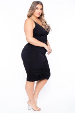 Plus Size Sleeveless Ruched Dress - Black -Kitchensuppliesdeal curvy sense dresses plus size sleeveless ruched dress black 29590500114529