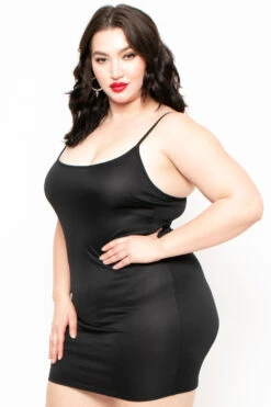 Plus Size Slip Dress- Black -Kitchensuppliesdeal curvy sense dresses plus size slip dress black 29265937006689