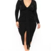 Plus Size Solara Slinky Midi Dress - Black -Kitchensuppliesdeal curvy sense dresses plus size solara slinky midi dress black 30925559398497