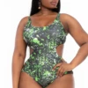 Plus Size Splash One Piece Swimsuit - Green -Kitchensuppliesdeal curvy sense dresses plus size splash one piece swimsuit black 32222757126241