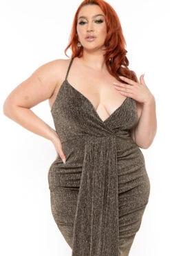 Plus Size Star Kissed Slinky Bodycon Dress - Gold -Kitchensuppliesdeal curvy sense dresses plus size star kissed slinky bodycon dress gold 30671681945697