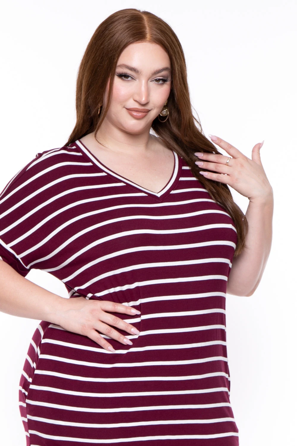 Plus Size Striped Basic T-Shirt Dress - Dark Burgundy Plus Size Striped Basic T-Shirt Dress - Dark Burgundy -Kitchensuppliesdeal curvy sense dresses plus size striped basic t shirt dress dark burgundy 29439913263201