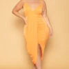 Plus Size Sunkissed Slinky Bodycon Dress - Orange -Kitchensuppliesdeal curvy sense dresses plus size sunkissed slinky bodycon dress orange 29709009223777