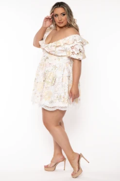 Plus Size Sweet Floral Crochet Mini Dress - Multi -Kitchensuppliesdeal curvy sense dresses plus size sweet floral crochet mini dress multi 32107118887009