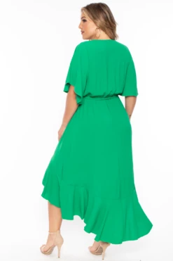 Bluebell Plus Size Tati Surplice Ruffle Dress - Green -Kitchensuppliesdeal curvy sense dresses plus size tati surplice ruffle dress green 29254741360737