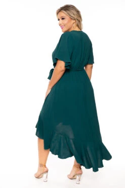 Bluebell Plus Size Tati Surplice Ruffle Dress - Hunter Green -Kitchensuppliesdeal curvy sense dresses plus size tati surplice ruffle dress hunter green 30176467845217