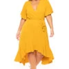 Bluebell Plus Size Tati Surplice Ruffle Dress - Mustard -Kitchensuppliesdeal curvy sense dresses plus size tati surplice ruffle dress mustard 30176497434721