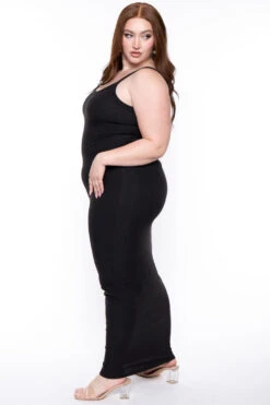 Plus Size Tess Ribbed Maxi Dress - Black -Kitchensuppliesdeal curvy sense dresses plus size tess ribbed maxi dress black 29448385921121