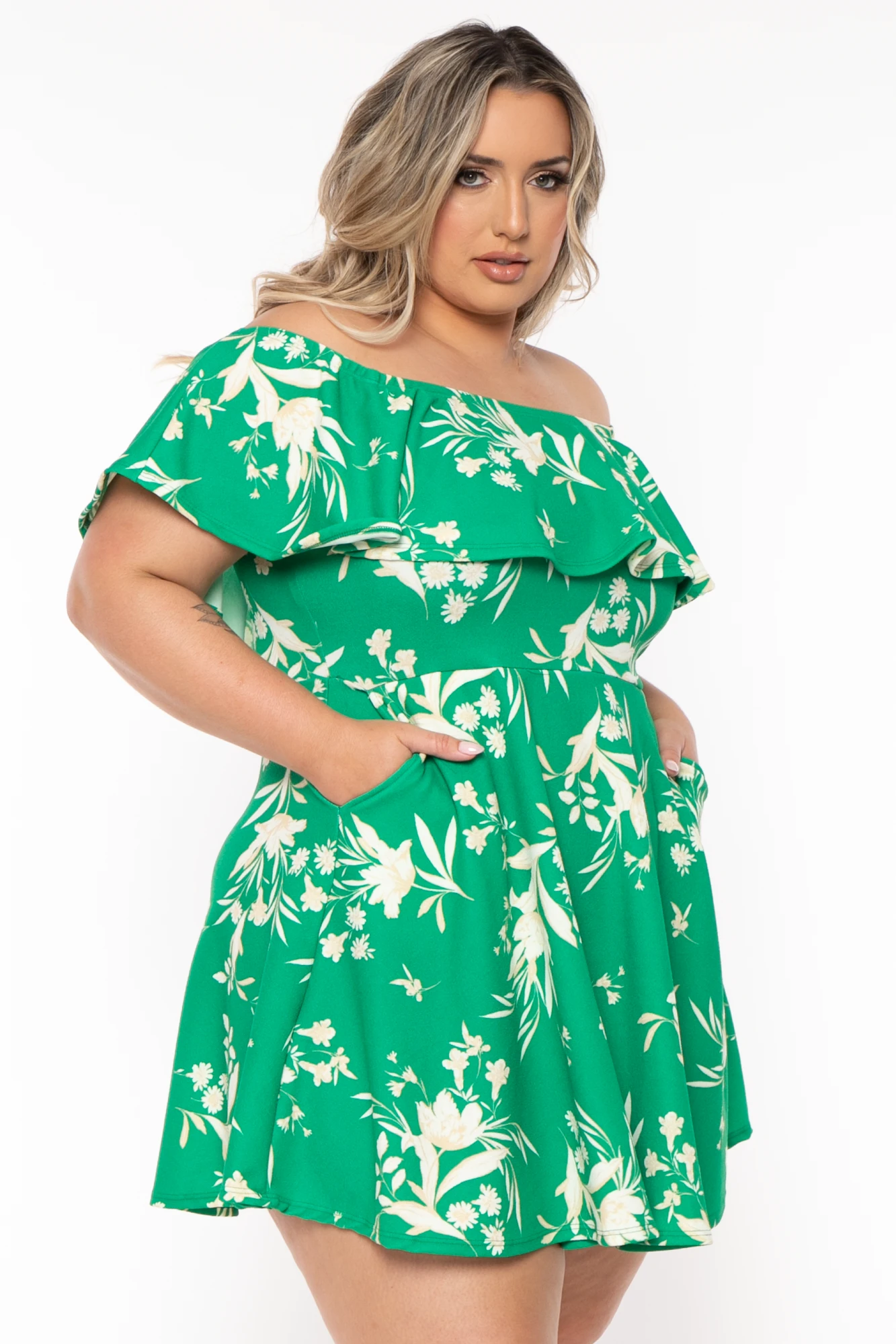 Plus Size Tiaanie Off the Shoulder fit and flare Dress- Green Plus Size Tiaanie Off The Shoulder Fit And Flare Dress- Green -Kitchensuppliesdeal curvy sense dresses plus size tiaanie off the shoulder fit and flare dress green 32199360151649