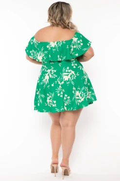 Plus Size Tiaanie Off The Shoulder Fit And Flare Dress- Green 3 Plus Size Tiaanie Off The Shoulder Fit And Flare Dress- Green -Kitchensuppliesdeal curvy sense dresses plus size tiaanie off the shoulder fit and flare dress green 32199360479329