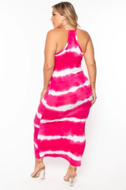 Plus Size Tie Dye Racerback Maxi Dress - Fuchsia 5 Plus Size Tie Dye Racerback Maxi Dress - Fuchsia -Kitchensuppliesdeal curvy sense dresses plus size tie dye racerback maxi dress pink 29255492730977