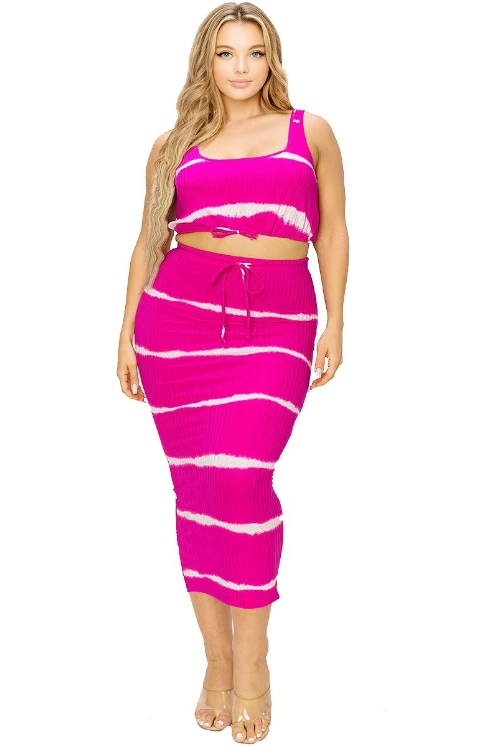 Plus Size Tie Dye Tank And Skirt Matching Set - Fuchsia Plus Size Tie Dye Tank And Skirt Matching Set - Fuchsia -Kitchensuppliesdeal curvy sense dresses plus size tie dye tank and skirt matching set fuchsia 32301676331105